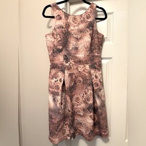Badgley Mischka Floral Dress - Pink and Brown Brocade with metallic threading